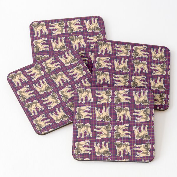 Item preview, Puggle on Tartan SMALLER REPEAT of around the clock pattern designed and sold by FivePugs.
