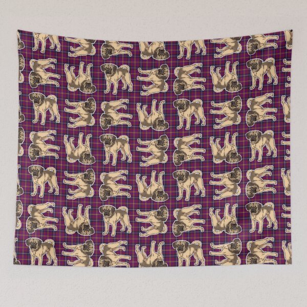 Item preview, Puggle on Tartan SMALLER REPEAT of around the clock pattern designed and sold by FivePugs.