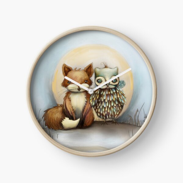 fox and owl Clock