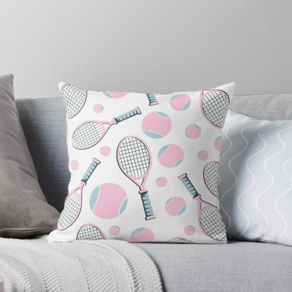 Item preview, Cute Tennis Rackets & Balls Dusty Pink Blue Sports Pattern designed and sold by lovelyvibezzzz.