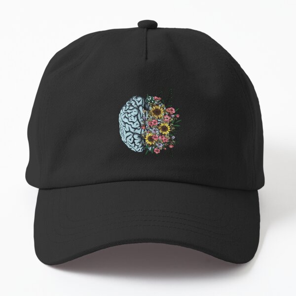 Aperçu de l'œuvre Cerveau bleu et tournesols de fleurs, positivité, créativité, cerveau de l'hémisphère droit, santé, mental, créée et vendue par Collagedream.