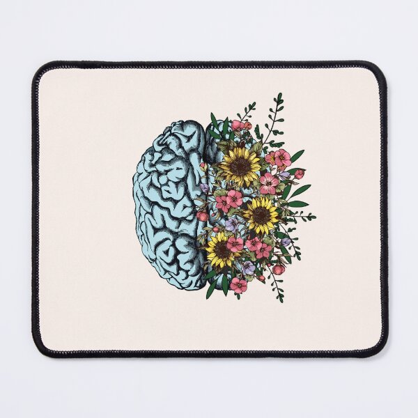 Item preview, Blue Brain and flowers sunflowers, Positivity, creativity, right hemisphere brain, health, Mental,  designed and sold by Collagedream.