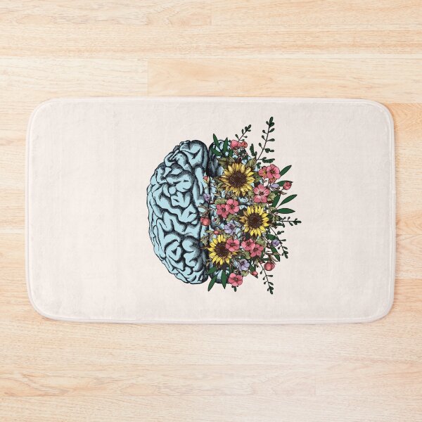 Item preview, Blue Brain and flowers sunflowers, Positivity, creativity, right hemisphere brain, health, Mental,  designed and sold by Collagedream.