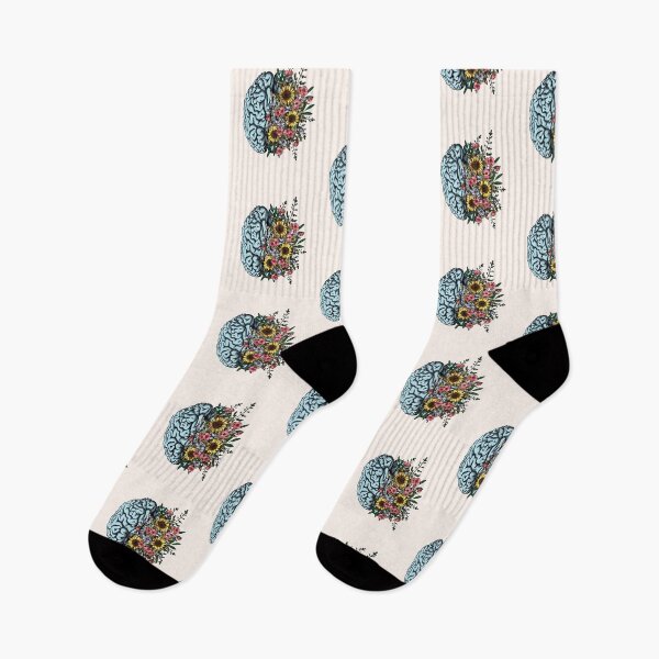Item preview, Blue Brain and flowers sunflowers, Positivity, creativity, right hemisphere brain, health, Mental,  designed and sold by Collagedream.