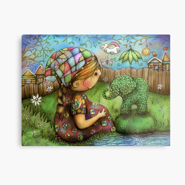 Theres an Elephant in my Garden Metal Print