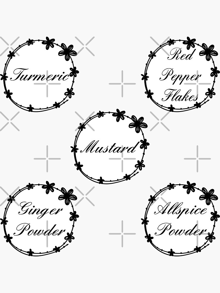 Pack 3 elegant crafty Spice jar Labels Sticker for Sale by Randa Ranmania