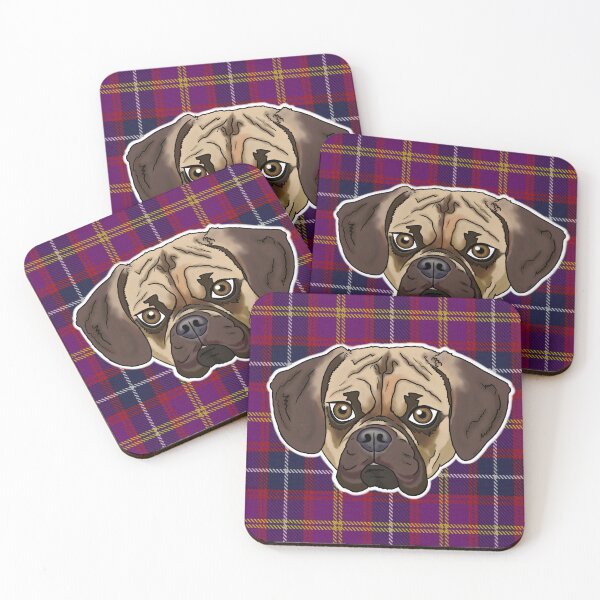 Item preview, Puggle Face on Tartan designed and sold by FivePugs.