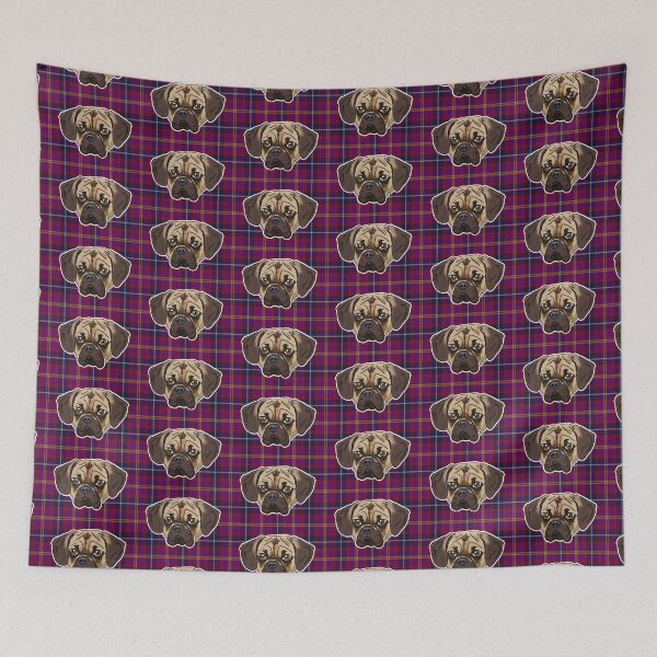 Item preview, Puggle Face on Tartan designed and sold by FivePugs.