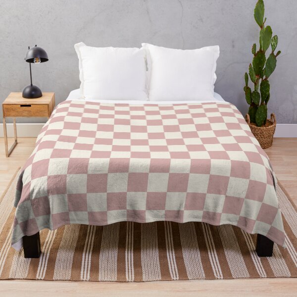 Blush Rose and Cream Checkers by Brittanylane Throw Blanket