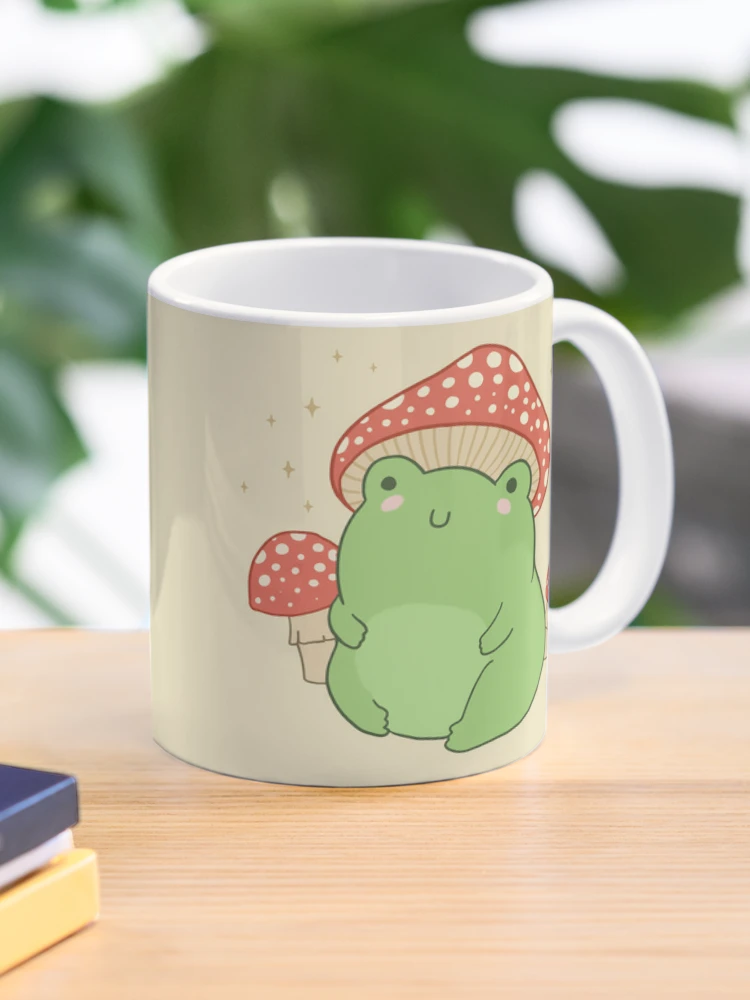 Frog Mug Tumbler,Cute Green Kawaii Frog Mushroom Tumbler,Frog