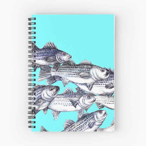 Item preview, Striped Bass Ink Drawing "Old School" - in Aqua designed and sold by Michelebuttons.