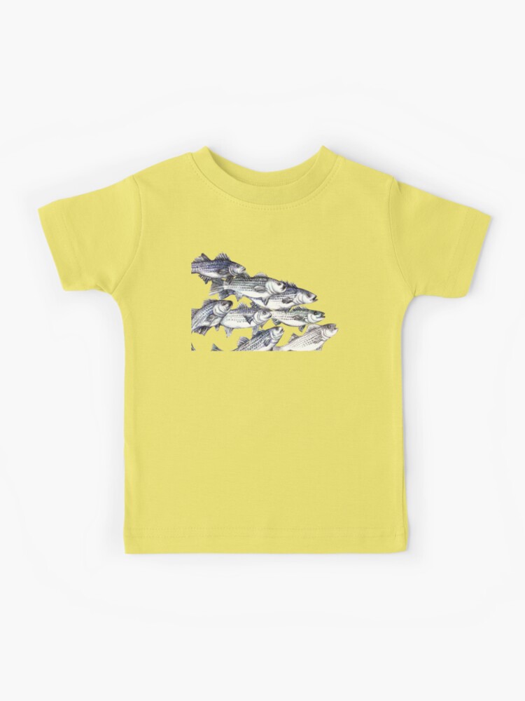 Striped Bass Ink Drawing Old School - in Aqua Kids T-Shirt for Sale by  Michelebuttons