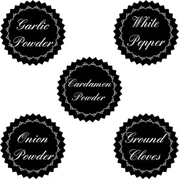 Pack 1 Round elegant black Spice jar Labels Sticker for Sale by