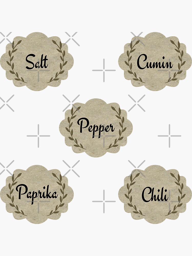 Pack 3 elegant crafty Spice jar Labels Sticker for Sale by Randa Ranmania