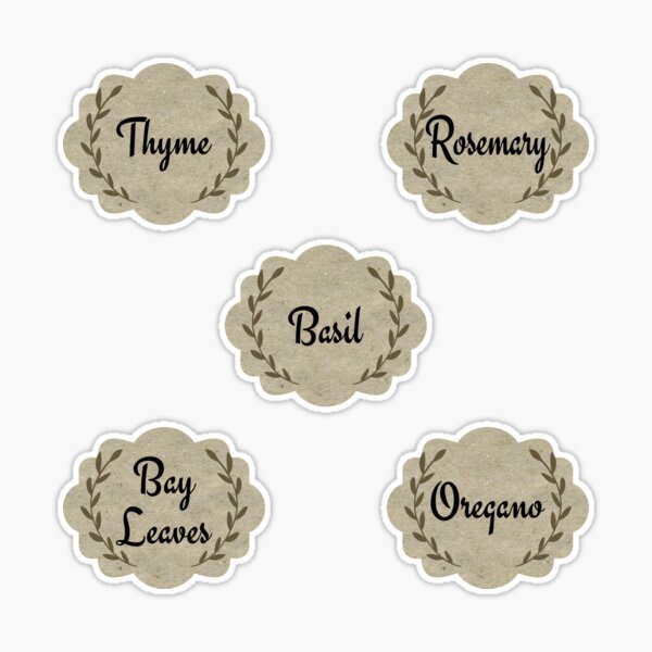 Pack 2 Round elegant black Spice jar Labels Sticker for Sale by