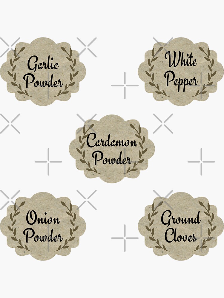 Pack 3 elegant crafty Spice jar Labels Sticker for Sale by Randa Ranmania