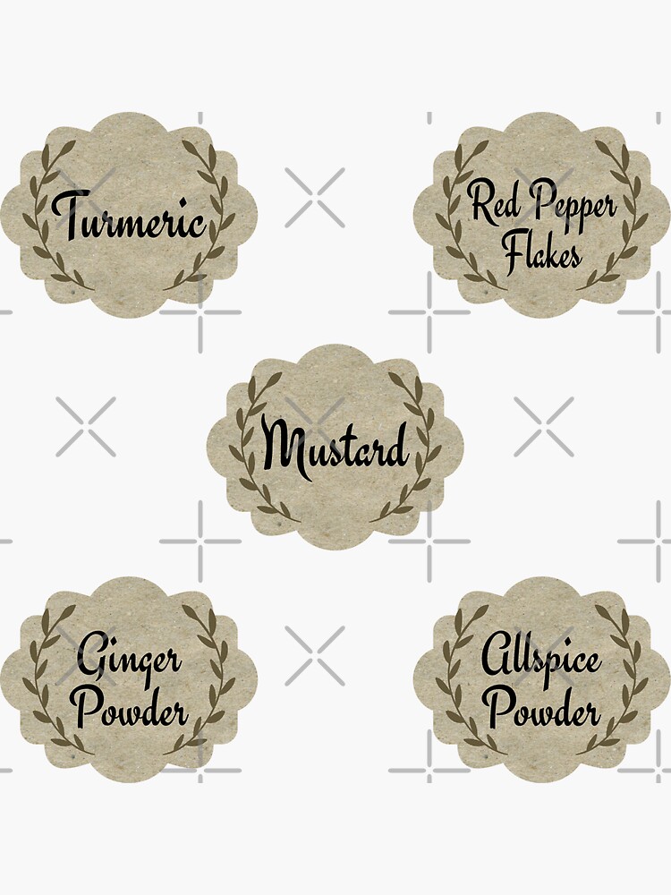 Pack 3 elegant crafty Spice jar Labels Sticker for Sale by Randa Ranmania