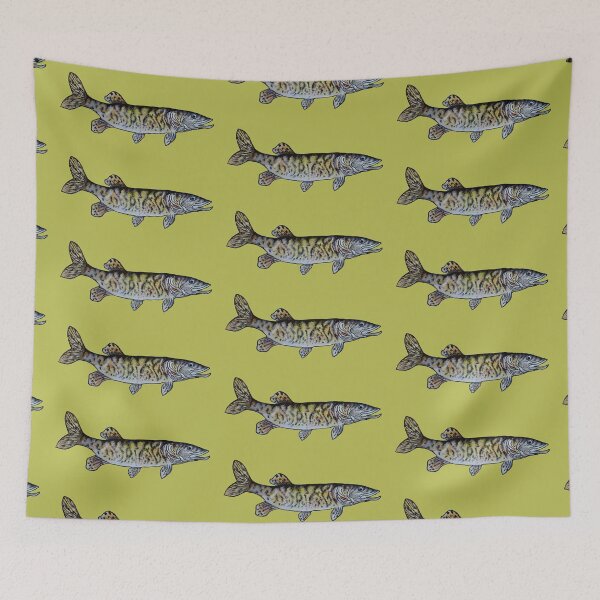 Item preview, Musky Fish Illustration - Olive Green designed and sold by Michelebuttons.