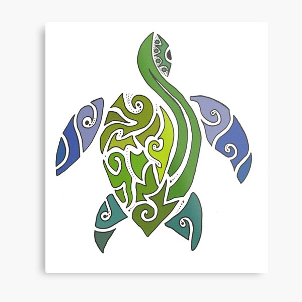Tribal Turtle Metal Print