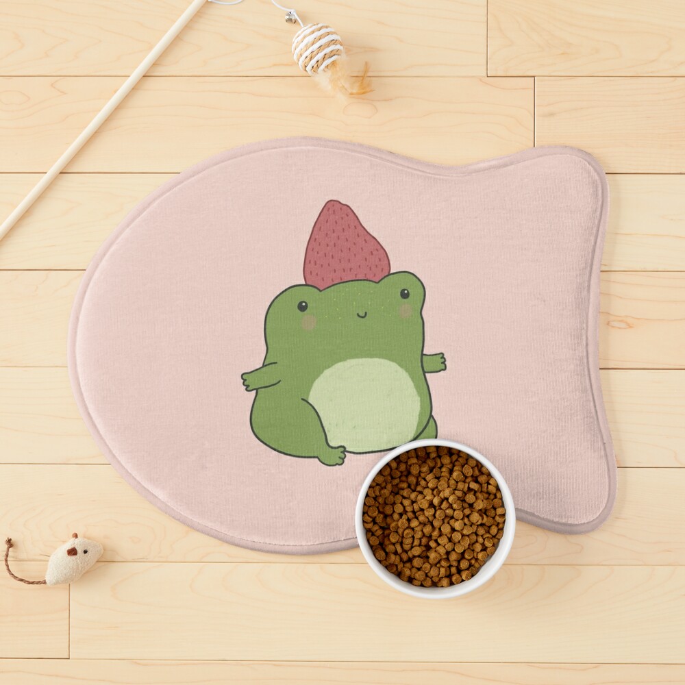 Green Strawberry Kawaii Frog with Pink Aesthetic Hat Digital Art