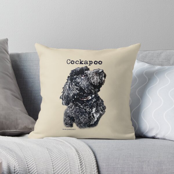 Black Cockapoo Dog Throw Pillow