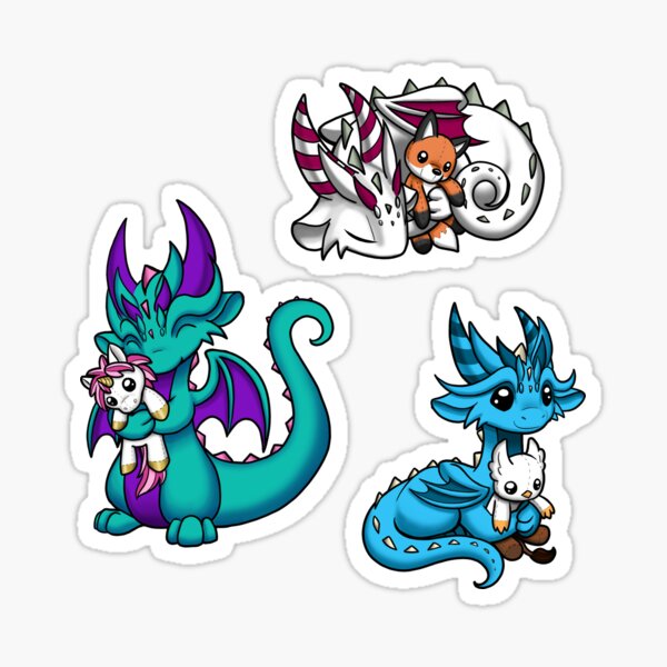 Dragons with Plushies Sticker Pack 3 Sticker