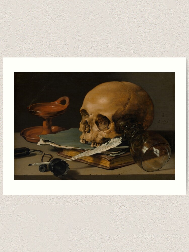 "Still Life with a Skull and a Writing Quill | Pieter Claesz | 1628