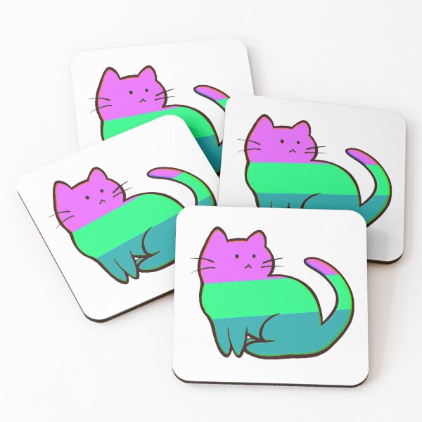 Aperçu de l'œuvre Conception mignonne de chat de fierté - lgbtq + drapeau polysexuel queer kitty no.7 créée et vendue par Balsamista-art.