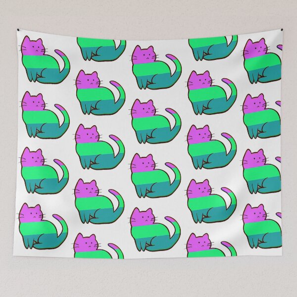 Aperçu de l'œuvre Conception mignonne de chat de fierté - lgbtq + drapeau polysexuel queer kitty no.7 créée et vendue par Balsamista-art.
