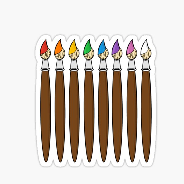 "Rainbow Paint Brushes" Sticker for Sale by amenzock Redbubble