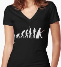 The Dark Side Of Evolution - White Women's Fitted V-Neck T-Shirt