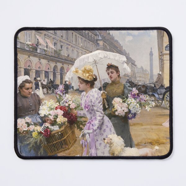 Item preview, The Flower Seller; Rivoli Street | Louis Marie de Schryver | 1892 French Cityscape Art designed and sold by CJET.