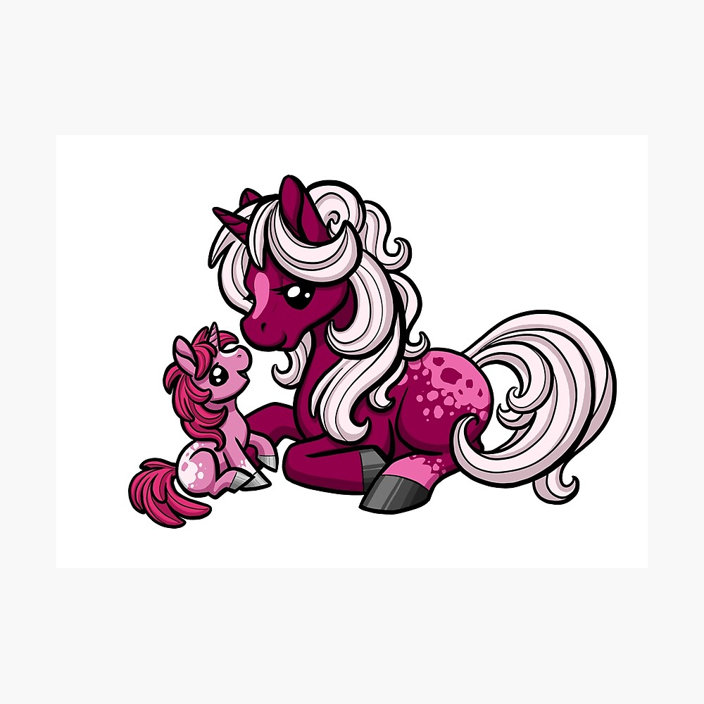 Poster Maman Et Bebe Licorne Par Bgolins Redbubble