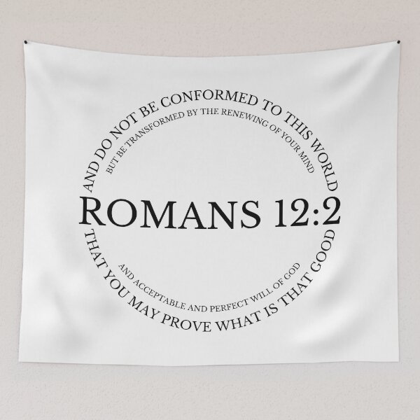 Item preview, Romans 12:2 Christian Bible verse, Simple minimalist black and white designed and sold by Emily Roberts.
