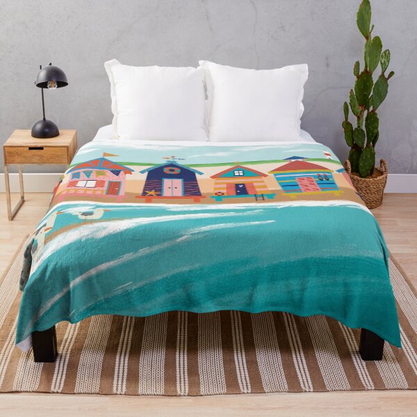 Item preview, Pittoresque beach view with colorful beach huts and lighthouse. Seagulls enjoying the sea breeze at the seaside. designed and sold by marina63.