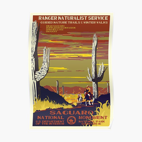 Retro WPA Poster of Sagurao National Park Reimagined for the Future with Climate Change Poster