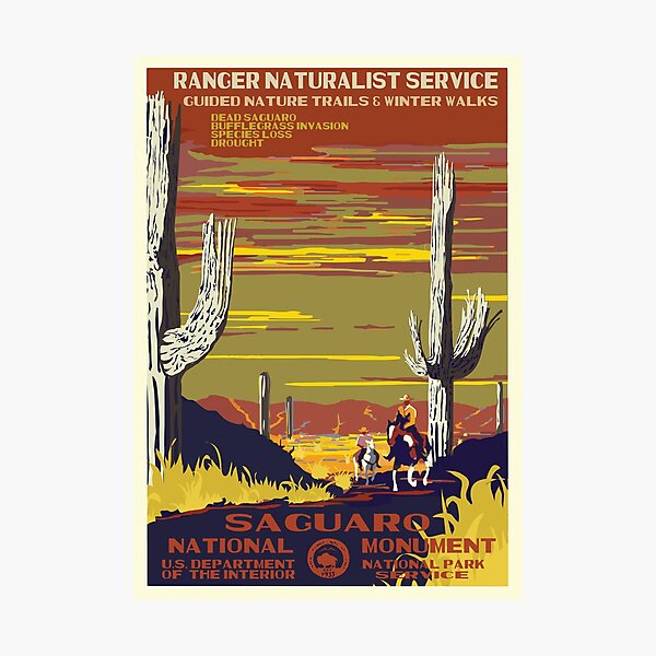Retro WPA Poster of Sagurao National Park Reimagined for the Future with Climate Change Photographic Print