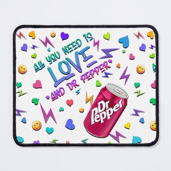 Item preview, All You Need is Love and Dr. Pepper!  Retro 80s inspired design with hand drawn soda can emojis & hearts designed and sold by MunsyArt.