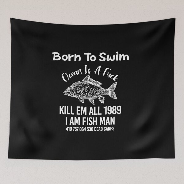 Item preview, BORN TO SWIM OCEAN IS A FUCK KILL EM ALL 1989 designed and sold by AkerArt.