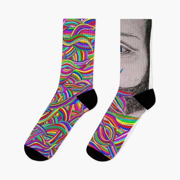 Item preview, Psychedelic Portrait and Flowing Rainbow Color, Small Repeating Pattern designed and sold by Nicolette Olivier.