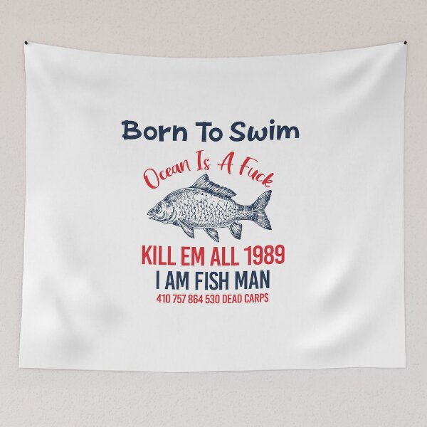 Item preview, BORN TO SWIM OCEAN IS A FUCK KILL EM ALL 1989 designed and sold by AkerArt.