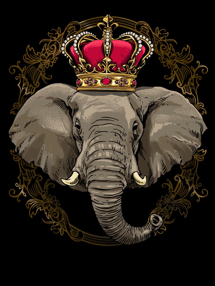 "King Elephant Wearing Crown - Queen Elephant Animal " Kids T-Shirt for