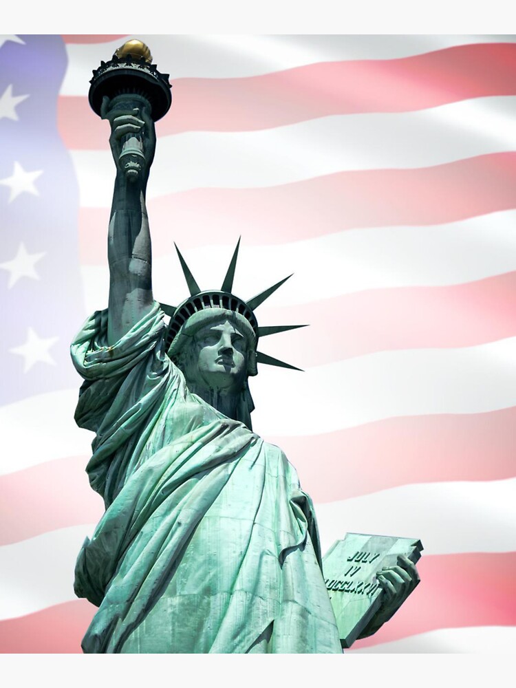 Sticker Mural statue de la liberté drapeau américain - Autocollant