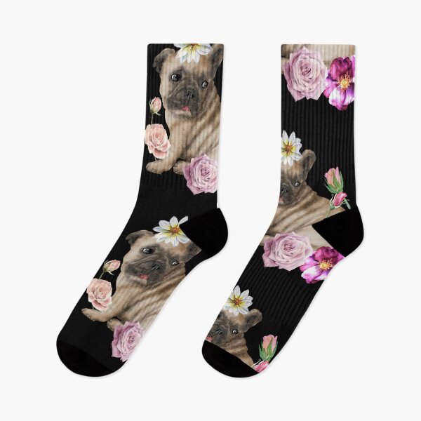 Item preview, Adorable Frenchie Puppy With Pretty Roses Design designed and sold by EarthArtDesigns.