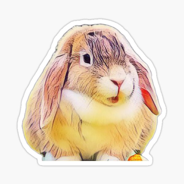 “Floppy Eared Bunny Art " Sticker by CuteAnimals121 | Redbubble