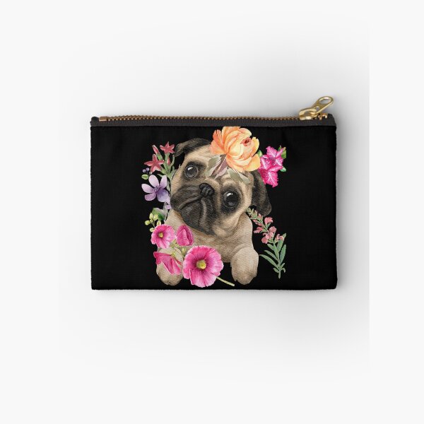 Item preview, Sweet Pug Puppy With Lovely Flowers Design designed and sold by EarthArtDesigns.