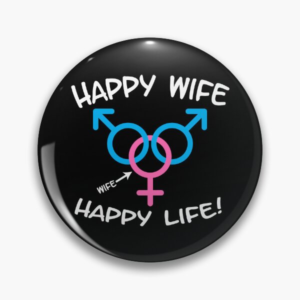 Item preview, Happy Wife Happy Life Swinger MFM Threesome Swinger Lifestyle Design For dark colors designed and sold by swingersshop.