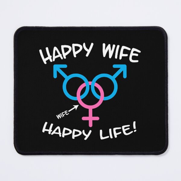 Item preview, Happy Wife Happy Life Swinger MFM Threesome Swinger Lifestyle Design For dark colors designed and sold by swingersshop.
