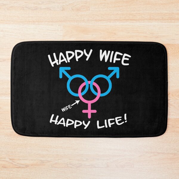 Item preview, Happy Wife Happy Life Swinger MFM Threesome Swinger Lifestyle Design For dark colors designed and sold by swingersshop.