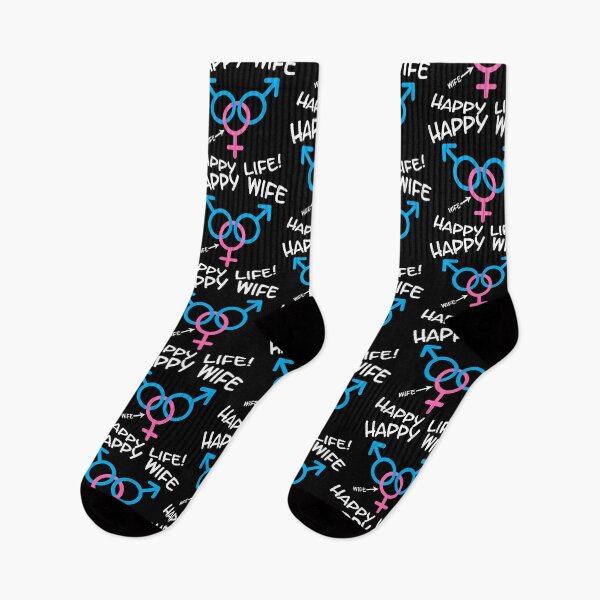 Item preview, Happy Wife Happy Life Swinger MFM Threesome Swinger Lifestyle Design For dark colors designed and sold by swingersshop.